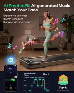 UREVO Wooden Under Desk Walking Pad Treadmill – SmartCoach App, Remote Control
