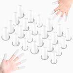 Finger Protectors, 24 Pcs 3 Sizes, Rubber Fingers Covers, Silicone Finger Protector Sleeve Grips Tips Guard Gloves Fingertip Thumb Cots Pads for Hot Glue Gun/Sewing/Sorting Paper/Ironing - White