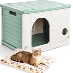 Hibtn Cat House Cave For Outdoor Indoor, Stackable Feral Cat Waterproof Shelter House Insulated Elevated With Cat Nest Mat
