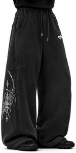 Aelfric Eden Washed Barrel Sweatpants Print Baggy Wide Leg Pants Women Men Casual Vintage Y2K Unisex Graphic Lantern Trouser Black XS