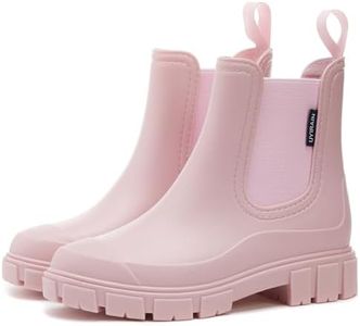 WOWSTICK Women’s Ankle Rain Boots Waterproof Lightweight Slip Resistant Fashion Garden Booties, 312 Pink 40