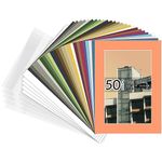 Golden State Art, Pack of 50 Mix Pre-Cut 5x7 Picture Mat for 4x6 Photo with White Core Bevel Cut Mattes Sets. Includes 50 High Premier Acid Free Bevel Cut Matts & 50 Backing Board & 50 Clear Bags