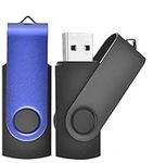 EASTBULL USB Stick 2GB 2Pack USB Memory Stick Pen Drive Flash Drive（Black Blue with Free Lanyard)