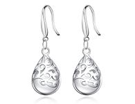 KEETEEN "Wishing Tree"925 Sterling Silver Teardrop Filigree Dangle Earrings for Women (vogue hook)
