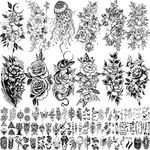 72 Sheets 3D Flowers Temporary Tatt