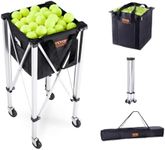 VEVOR Foldable Tennis Ball Hopper, Holds 150 Tennis Balls, Lightweight Aluminum Alloy Tennis Ball Basket Cart with Wheels, Removable Bag, Carry Bag, Portable Sports Teaching Cart for Tennis Player