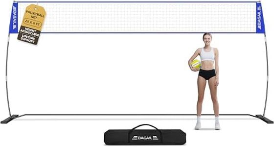 BAGAIL Volleyball Net, 12ft/20ft Portable Volleyball Net for Backyard - Adjustable Height, Heavy-Duty Frame, Freestanding Design - Portable Outdoor/Indoor Volleyball Set with Carry Bag - Blue