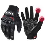 KEMIMOTO Polyester Motorcycle Gloves for Men, Hard Shield Touchscreen Cycling Gloves for Mountain Motorcycle Motorcross Motorbike Bicycle Racing ATV Utv, Black