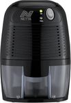 NETTA Dehumidifier 500ml Mini Air Dehumidifier for Damp, Mould, Moisture, Portable and Ultra Quiet for Home, Bathroom, Bedroom, Kitchen, Wardrobe, Basement - Black [Energy Class A+++]