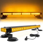 Esoldnic LED Strobe Flashing Light Bar, 26.6 Inch 54 LEDs Double Side High Intensity Emergency Hazard Warning Beacon Light, Amber Light Bar with Magnetic Mounts for Car Truck Trailer Roof (12-24V)