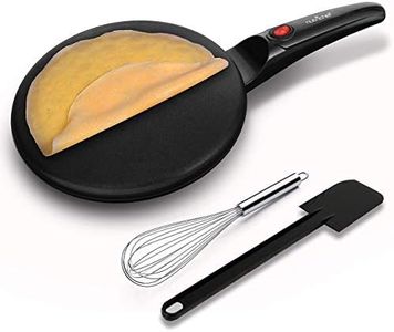nutrichef Electric Griddle Hot Plate Cooktop - 800W 8" Pan Style Crepe Maker Hot Plate w/ON/Off Switch, Nonstick Coating, Automatic Temperature Control, Plug-in Operation for Kitchen and Countertop