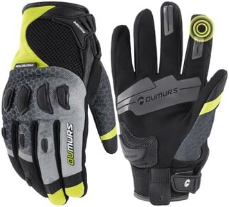 Oumurs Motorcycle Gloves for Men, Touchscreen Cycling Gloves for Outdoor Sports On-Road/Off-Road/Mountain Motorcycle Motorcross Motorbike Dirt Bike Bicycle Racing ATV UTV, Yellow, XL