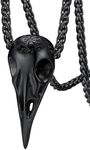 FaithHeart Gothic Raven Skull Pendant Necklace for Men Women Personalized Custom with Delicate Gift Packaging, Stainless Steel, No Gemstone