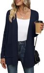 Yommay Cardigan for Women Loose Casual Lightweight Ladies Long Sleeve V-Neck Knitted Sweaters with Pockets,Navy Blue,XL