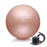 BODYMATE Exercise Ball - E-book with exercise guides included - Gym-quality Swiss balls for fitness, birthing, pregnancy - Air pump included - Anti-Burst - 65cm - New Rose Gold