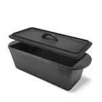 Cuisiland Rectangular Cast Iron Bread Loaf Pan, Heavy Duty 11x4.75x4,25" (14"L/Handles) with Lid (BLP137)