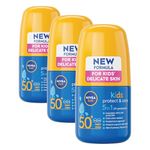 NIVEA Sun Kids Protect & Care SPF 50+ Roll On (50ml), Sunscreen with SPF 50, Roll-On Kids Sun Cream for Delicate Skin, Immediately Protects Against Sun Exposure (Pack of 3)