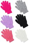 Pesaat Cartoon Baby Girl Knit Mittens Stretch Toddler Gloves For Kid Boys Fall Early Winter (Glove 6-Pack Purple Combination, 3-8 Years)