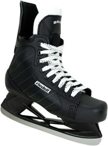 Riedell Bruin Classic Hockey Ice Skates - Durable, Comfortable Ice Hockey Skates for Men and Women with Rugged Foam-Padded Uppers and Stainless Steel Blades - Black, Size 7