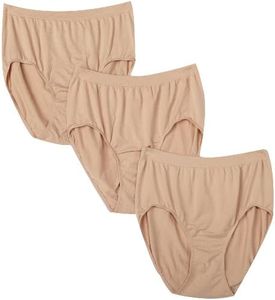 Bali Women's 3-Pack Solid Microfiber Full Brief Panty,P27-3 Nude,9