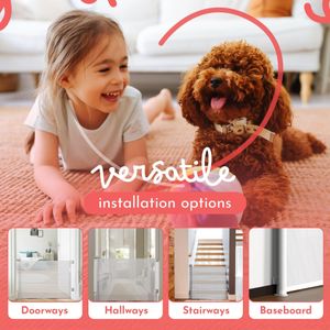 Dikots Retractable Stair Gate, White – Safety Barrier for Kids & Pets