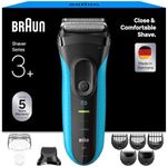 Braun Series 3+ Electric Foil Shaver for Men, Wet & Dry Razor, Blue