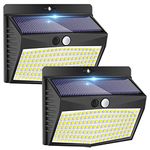 Solar Lights Outdoor, [ 2 Pack/138LED ] Solar Motion Sensor Light Outdoor with 3 Lighting Modes Wireless Waterproof Solar Wall Lights Solar Security Lights for Fence Yard Garden Deck Garage