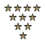 10 Pcs Golden Stars Applique Embroidered Sew-on Patch ; Size Small: 3.3cm x 3.3cm for Jackets, Bags, Caps, T-Shirts, Jeans, Outdoor Clothing ; Imported from Malaysia (10 Pieces). (Code: SBX-235)