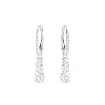 Swarovski Attract Trilogy earrings, White, Rhodium plated