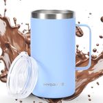 HYDRATE Tumbler with Handle 24oz Pastel Light Blue Coffee Mug, Stainless Steel Reusable Travel Mug, BPA-Free Vacuum Insulated Camping Thermal Powder Coated Mug with Lid