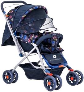 StarAndDaisy Sunrise Baby Stroller for 0-5 Years - Lightweight Foldable Pram with 3-Point Safety Harness, Adjustable Backrest, 360° Swivel Wheel, Reversible Handlebar, Extended Mosquito Net (Beta)