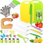 Kids Kitchen Knife Tools Toddlers Wood Safe Knife Kit Kitchen Tools for Real Cooking with Plastic Kids Safe Knives Crinkle Cutter Toddle Cutting Boards