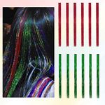 Shiny Clip-in Tinsel Hair Extensions, BARSDAR 10 Pcs 2 Colors Holographic Sparkle Hair Tinsel Extensions With Clips Straight Glitter Extensions Parties Highlights for Women Girls