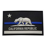 Miltacusa California CA State Flag Thin Blue line Police Swat Hook Patch (3D-PVC Rubber)