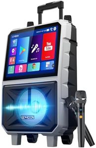 GEARDON 15.6" Full HD Touch Screen Karaoke Machine for Adults, Lyrics Display, Smart Karaoke System, WiFi YouTube Video Playback, 2 Wireless Mics, Portable Bluetooth Speaker for Outdoor Party