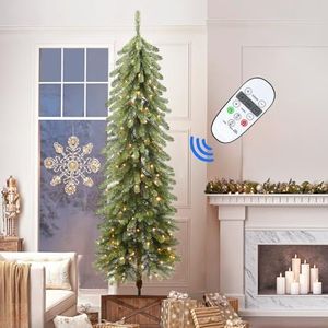 Alupssuc 6ft Prelit Slim Christmas Tree with RGB Lights