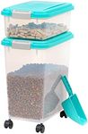 IRIS USA, Inc. Airtight Pet Food and Treat Storage Container Combo, sea foam blue (500089)