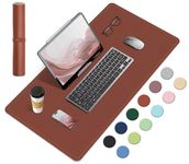 Dual-Sided Desk Pad, Natural Cork & PU Leather Mouse Pad for Desk, Desk Pad Protector, Non-Slip Desk Mat for Office and Home Work (Brown, 23.6" x 13.7")