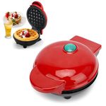 Drumstone (Exclusively 𝟭𝟱 𝗬𝗲𝗮𝗿𝘀 Warranty) Mini Waffle Maker - Non-Stick Ceramic, Compact Design, Stainless Steel Build, Easy to Use, Energy-Efficient 350W Power, Thick Belgian Waffles