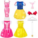 Gleamkid Princess Costumes for Girls,Princess Fancy Dresses for Little Girls Aged 3-6,Princess Dress Outfit for Girls,Role Play Costume Set,Jewelries Accessories for Kids Role Play