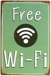 Hioni Free WiFi Sign Metal Panel Poster Metal Plate Slogan Art Décor Vintage PR Bar Coffee Pub