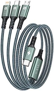 GIANAC 100W Cable USB C a Multi Cable [1.2M] 3 en 1 Cargador Cable con Chip E-Mark Múltiples Micro USB C Tipo C Lightning Cable para MacBook Pro/Air,Google Pixel,Galaxy,iPhone,Huawei,iPad Pro-Verde