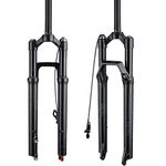 BOLANY 27.5/29inch Bike Suspension Fork 34mm Stanchions 1-1/8 Thread-Less Straight Steerer 120mm Travel MTB Air Fork with Damping Rebound Adjustment (Remote, 27.5inch)