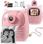 OFIKAL 50MP Kids Instant Camera with 3 Rolls Print Paper for Boys and Girls, 1080P Digital Camera for Children, 2.0' IPS Selfie Toy Camera Toddler Rechargeable Video Recorder with 32GB TF Card(Pink)