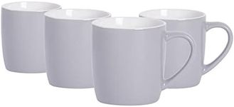 Argon Tableware Coloured Coffee Mugs - Grey - 350ml - Pack of 4 - Gloss Ceramic Stoneware Tea Mugs Latte Cappuccino Cups Hot Chocoloate Cups Colourful Mug Set with Handle