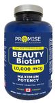 Promise Beauty Biotin High Potency Capsules 300 Capsules,10,000 mcg - Vitamin B7 for Rapid Hair Growth Support and Healthy Metabolism- Soft Skin and Strong Nails- Made In Canada