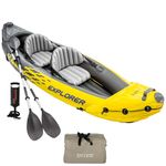 Intex Explorer K2 Inflatable Kayak Set 312cm x 91cm x 51cm, 2 Person Kayak with Aluminium Oars, High Output Pump, Adjustable Seats and Removable Skeg Max 180kg