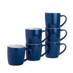 Argon Tableware Coloured Coffee Mugs - Navy - 350ml - Pack of 6 - Gloss Ceramic Stoneware Tea Mugs Latte Cappuccino Cups Hot Chocoloate Cups Colourful Mug Set with Handle