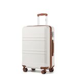 Kono Fashion Hand Luggage Lightweight ABS Hard Shell Trolley Travel Suitcase with TSA Combination Lock and 4 Wheels Cabin Carry-on Suitcases (20", Cream White)