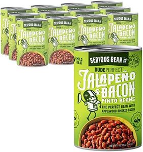 SERIOUS Bean Co Dude Perfect Jalapeño & Bacon Pinto Beans – Spicy & Delicious Texas Style Pinto Beans Ready to Eat - Made with Real Jalapeños & Applewood Smoked Bacon Canned Beans, 12 Pack, 15.75oz can